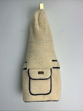 L.L. Bean Sherpa Fleece Dog Coat Jacket Cream Navy Blue Small